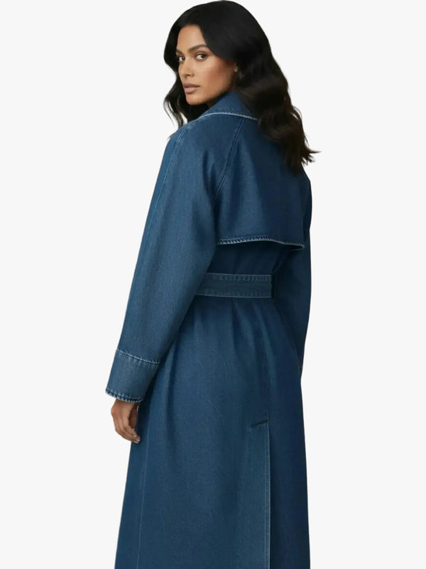 LAUDE the Label LAUDE the Label Marin Washed Denim Trench Coat in S - Outerwear | Queen Anna House of Fashion Women's Luxury Fashion