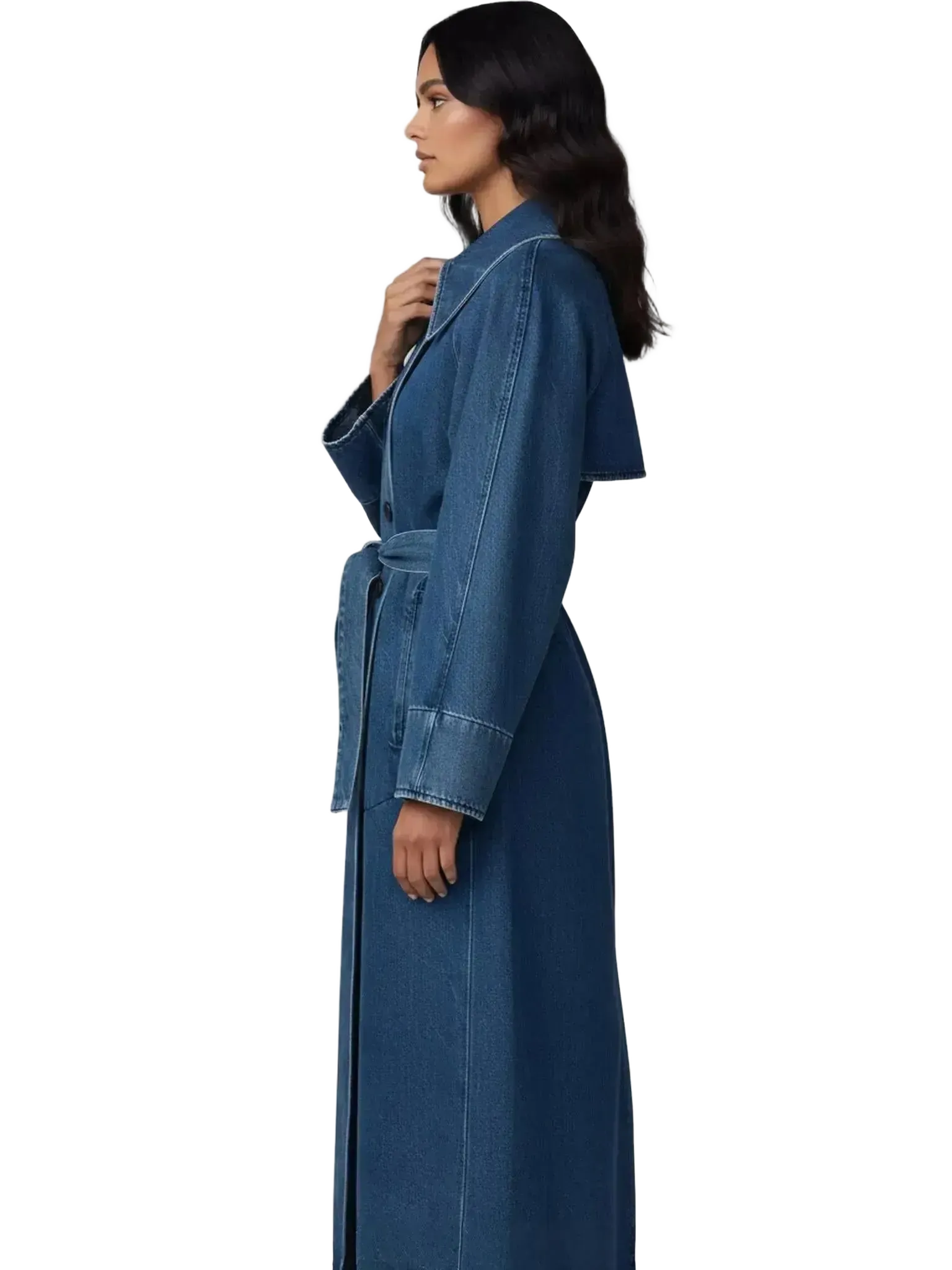 LAUDE the Label LAUDE the Label Marin Washed Denim Trench Coat in S - Outerwear | Queen Anna House of Fashion Women's Luxury Fashion