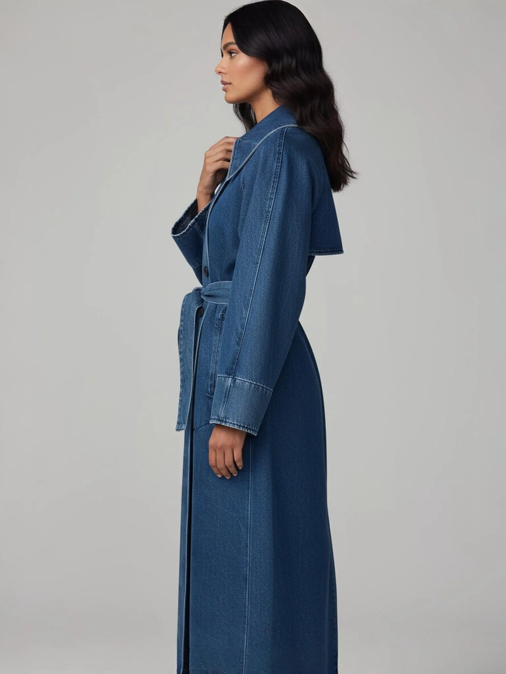 LAUDE the Label LAUDE the Label Marin Washed Denim Trench Coat in S - Outerwear | Queen Anna House of Fashion Women's Luxury Fashion