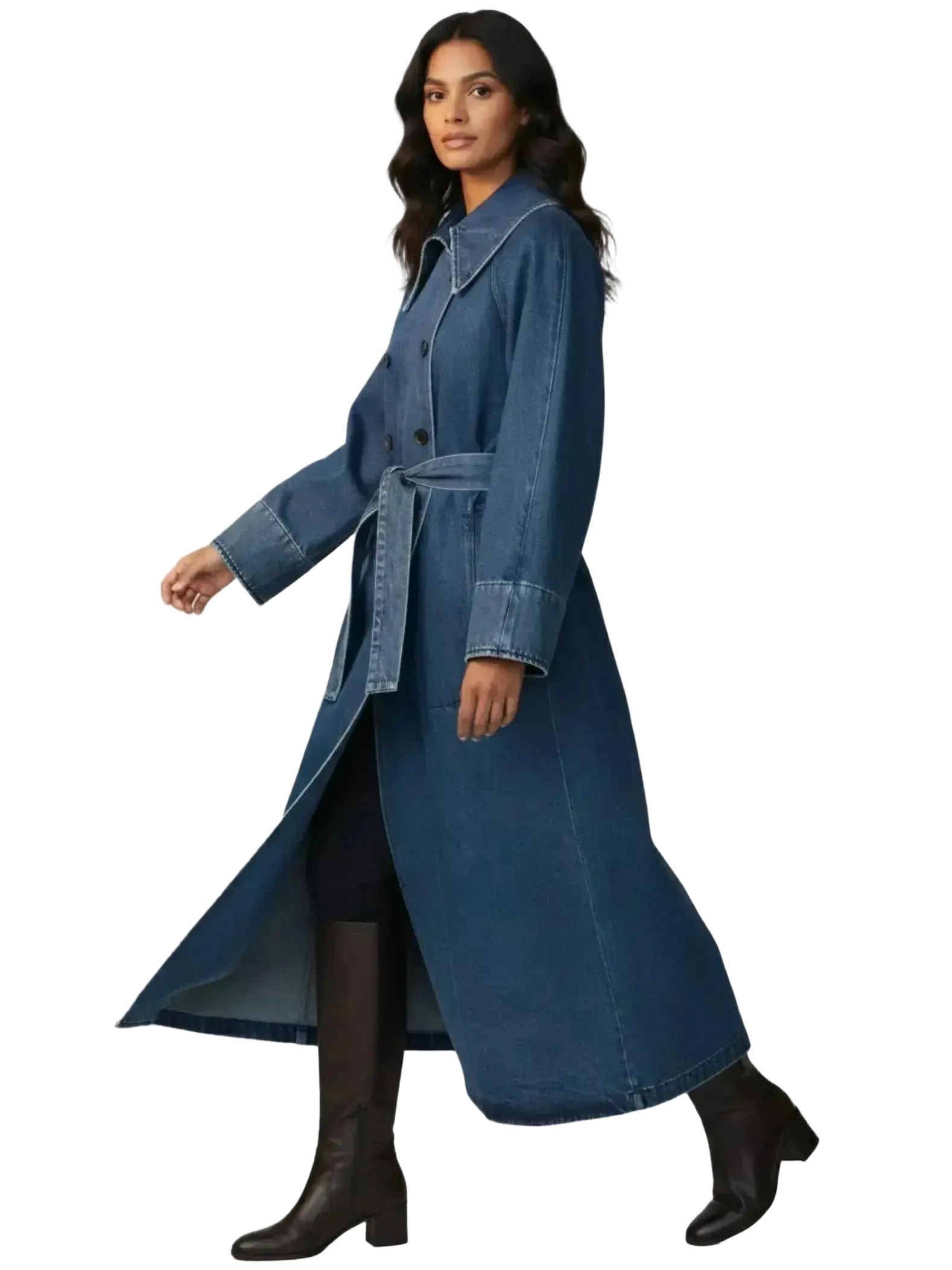 LAUDE the Label LAUDE the Label Marin Washed Denim Trench Coat in S - Outerwear | Queen Anna House of Fashion Women's Luxury Fashion
