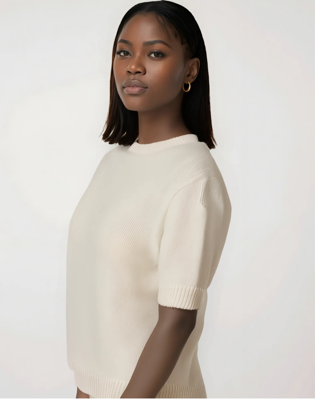 LAUDE the Label LAUDE the Label Row Sweater Tee in Ivory - Top | Queen Anna House of Fashion Women's Luxury Fashion