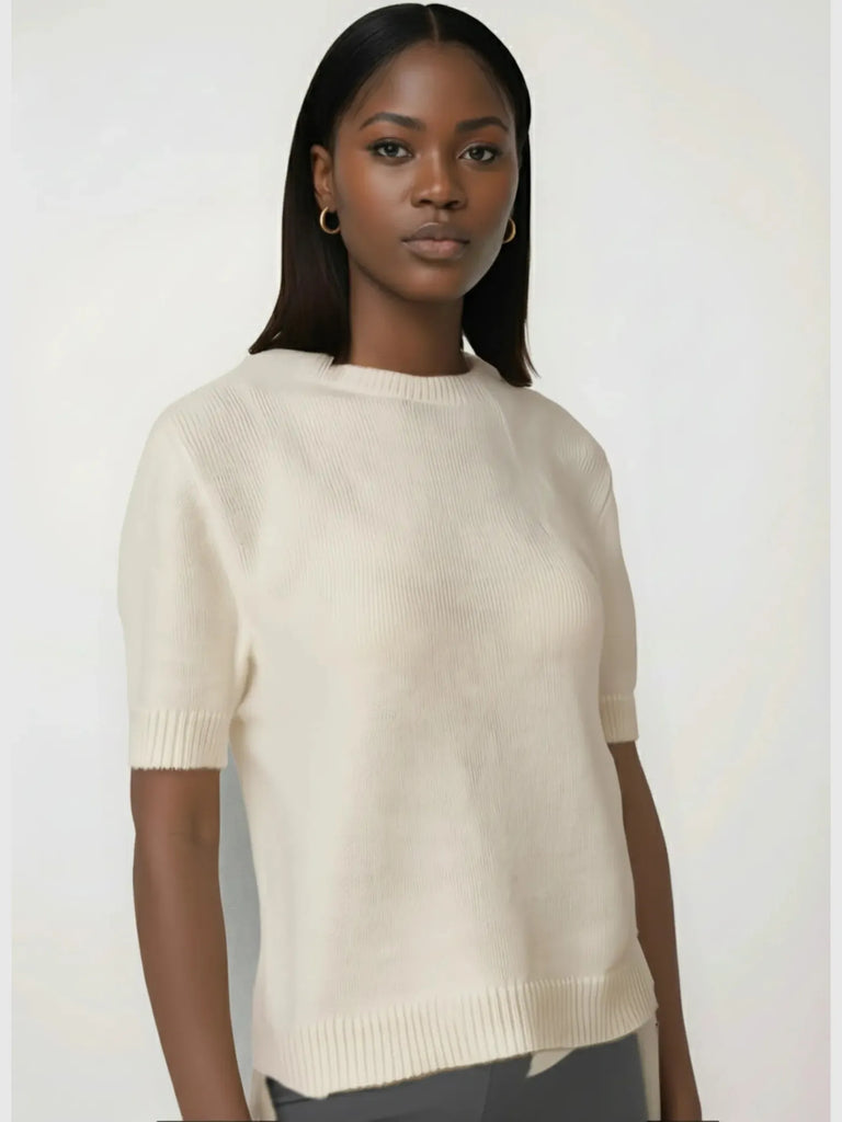 LAUDE the Label LAUDE the Label Row Sweater Tee in Ivory - Top | Queen Anna House of Fashion Women's Luxury Fashion