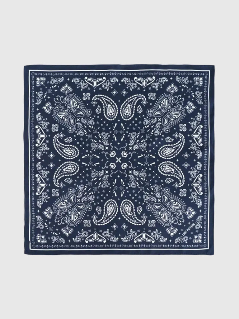 Lost Pattern NYC Lost Pattern NYC Paisley Silk Bandana Scarf in Midnight Blue - Accessories | Queen Anna House of Fashion Women's Luxury Fashion