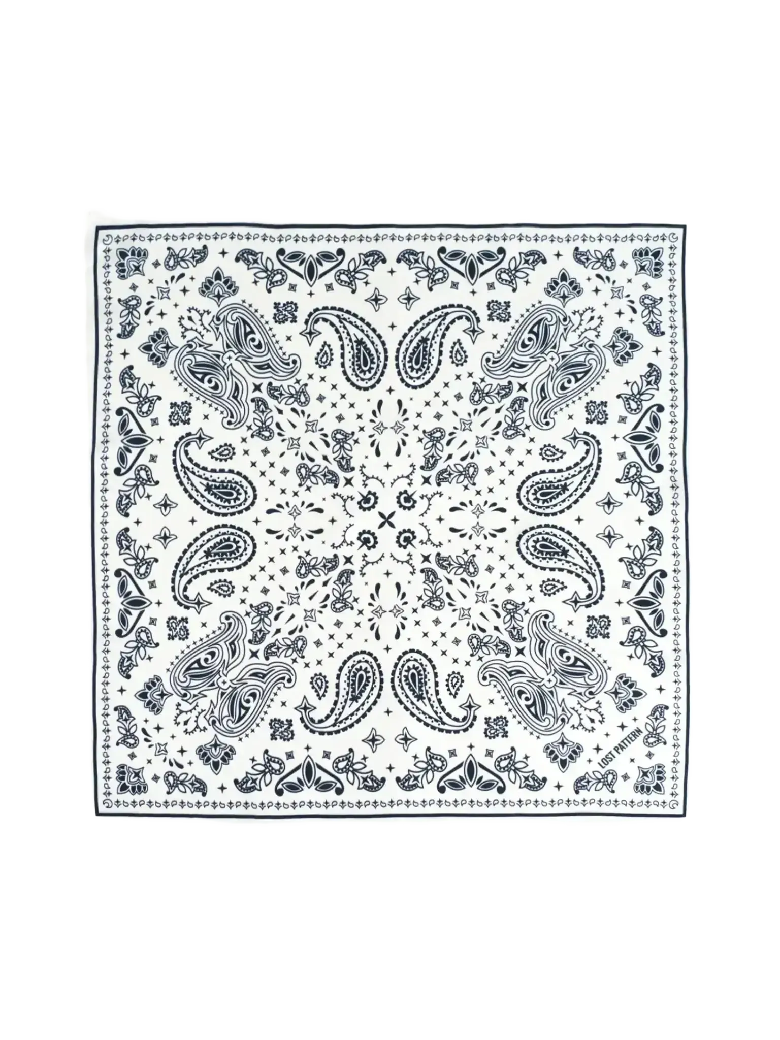 Lost Pattern NYC Lost Pattern NYC Paisley Silk Bandana Scarf in Moonlight White - Accessories | Queen Anna House of Fashion Women's Luxury Fashion