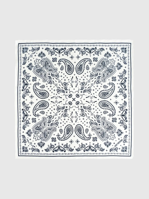Lost Pattern NYC Lost Pattern NYC Paisley Silk Bandana Scarf in Moonlight White - Accessories | Queen Anna House of Fashion Women's Luxury Fashion