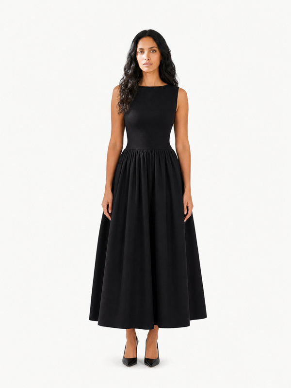 M.M.LaFleur M.M.LaFleur Beatrice Look Back Dress in Mixed Media Poplin in Black - Dress | Queen Anna House of Fashion Women's Luxury Fashion