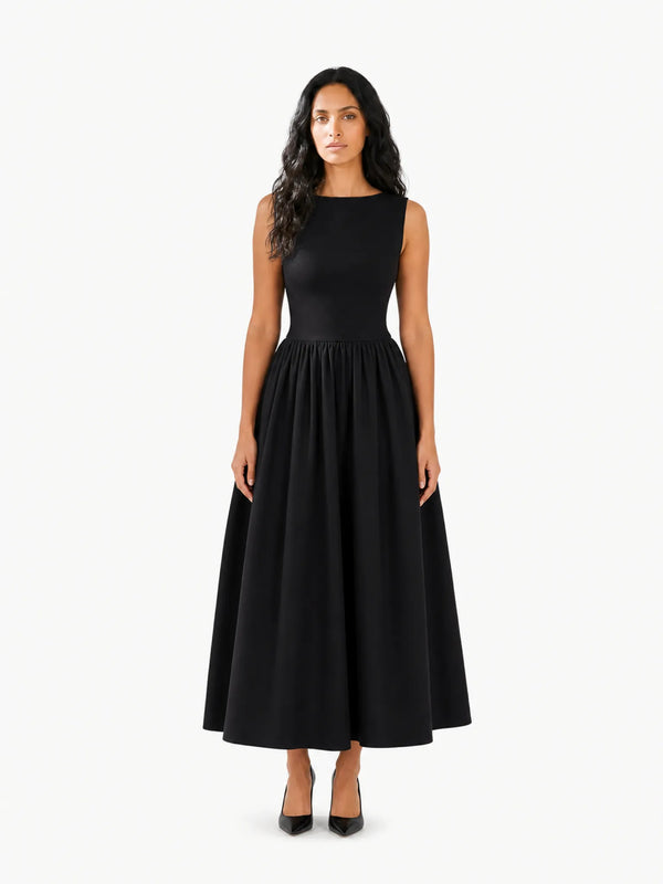 M.M.LaFleur M.M.LaFleur Beatrice Look Back Dress in Mixed Media Poplin in Black - Dress | Queen Anna House of Fashion Women's Luxury Fashion