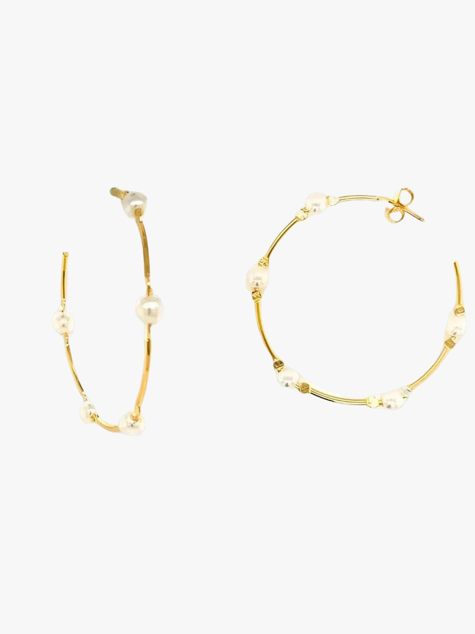 Mali Beads Mali Beads Pearl Hoop Earrings in Large (1.5mm x 45mm) - Jewelry | Queen Anna House of Fashion Women's Luxury Fashion
