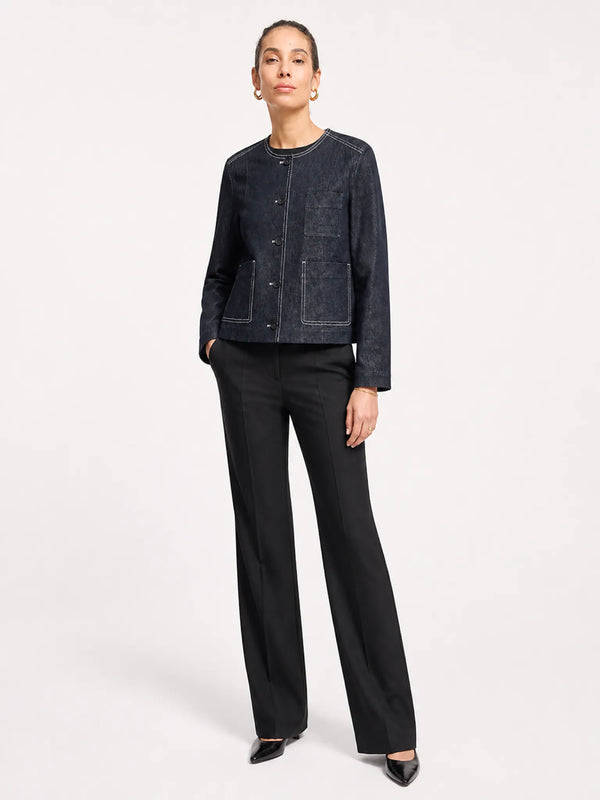M.M.LaFleur Kane Cropped Stretch Denim Jacket Blue Hero
