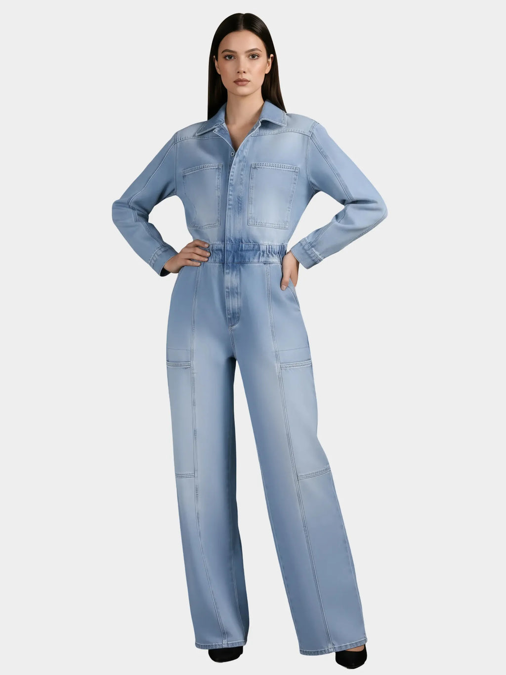 NOCTURNE NOCTURNE Denim Cargo Jumpsuit in XS - Bottom | Queen Anna House of Fashion Women's Luxury Fashion