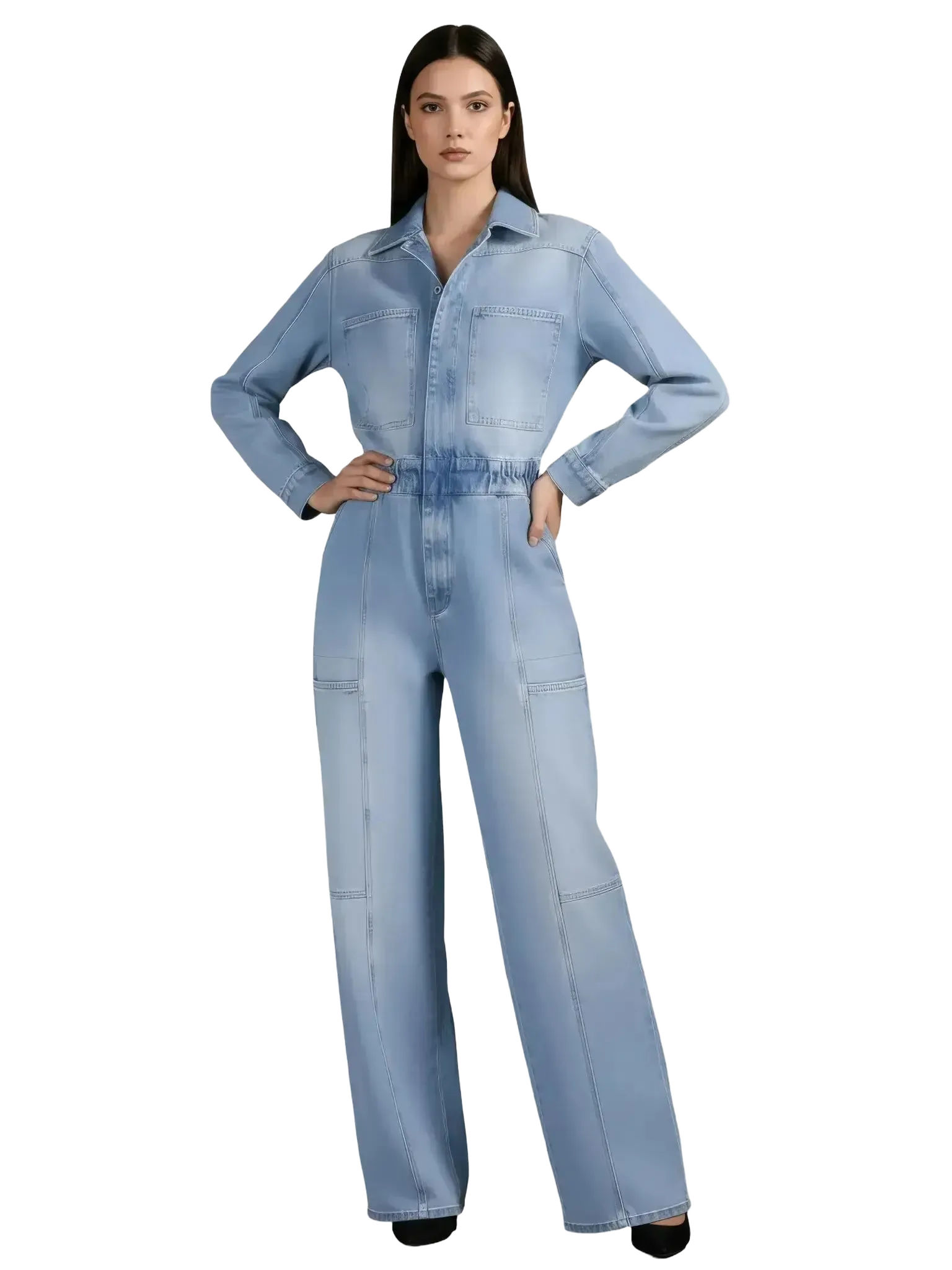 NOCTURNE NOCTURNE Denim Cargo Jumpsuit in XS - Bottom | Queen Anna House of Fashion Women's Luxury Fashion