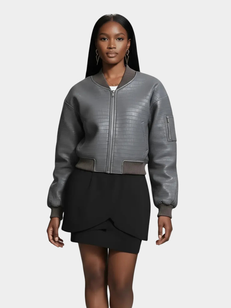 NOCTURNE NOCTURNE Vegan Leather Bomber Jacket in S - Outerwear | Queen Anna House of Fashion Women's Luxury Fashion