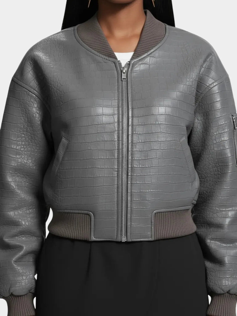 NOCTURNE NOCTURNE Vegan Leather Bomber Jacket in S - Outerwear | Queen Anna House of Fashion Women's Luxury Fashion