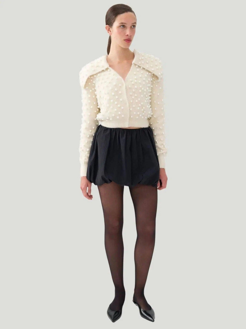 NOCTURNE NOCTURNE Wide Neck Knit Polo in L - Top | Queen Anna House of Fashion Women's Luxury Fashion