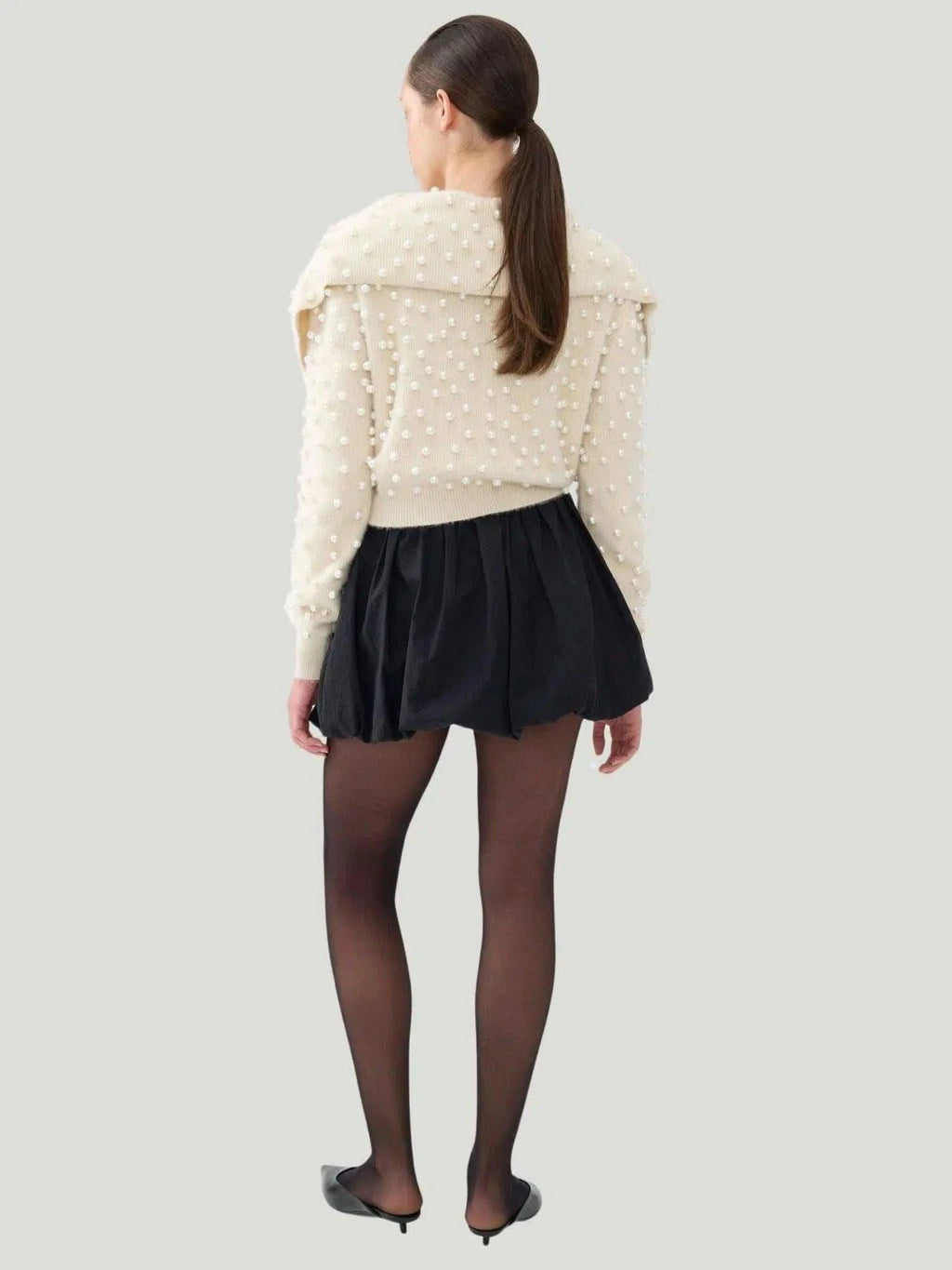 NOCTURNE NOCTURNE Wide Neck Knit Polo in L - Top | Queen Anna House of Fashion Women's Luxury Fashion