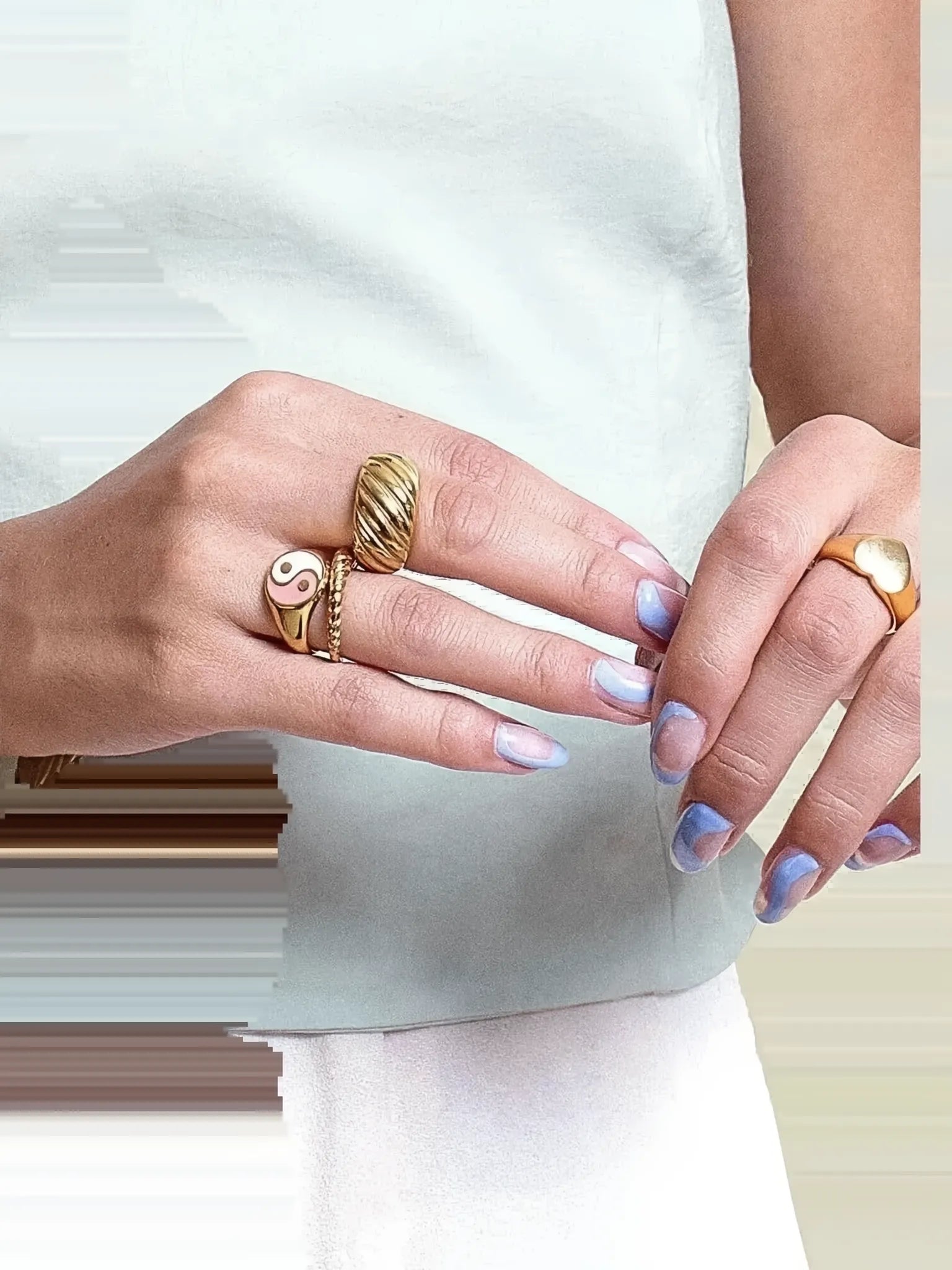 OUTOFOFFICE OUTOFOFFICE Dual Gold Ring in 8 - Accessories | Queen Anna House of Fashion Women's Luxury Fashion