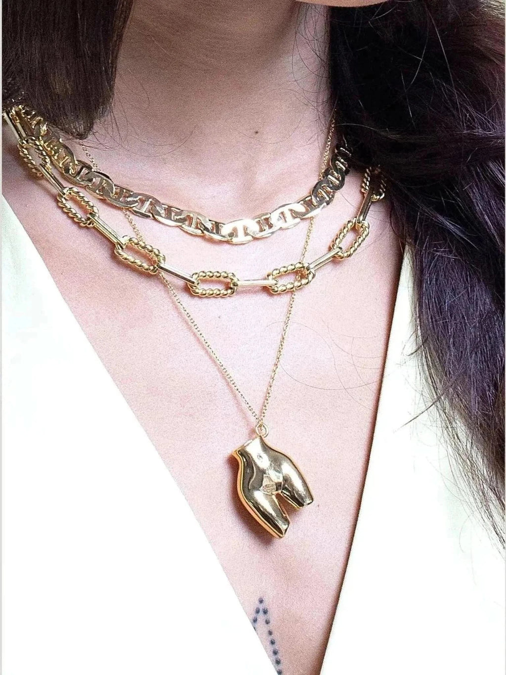 OUTOFOFFICE OUTOFOFFICE Figure Charm Necklace in GOLD - Jewelry | Queen Anna House of Fashion Women's Luxury Fashion