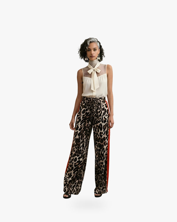 Q2 Leopard Straight Pants - Queen Anna House of Fashion