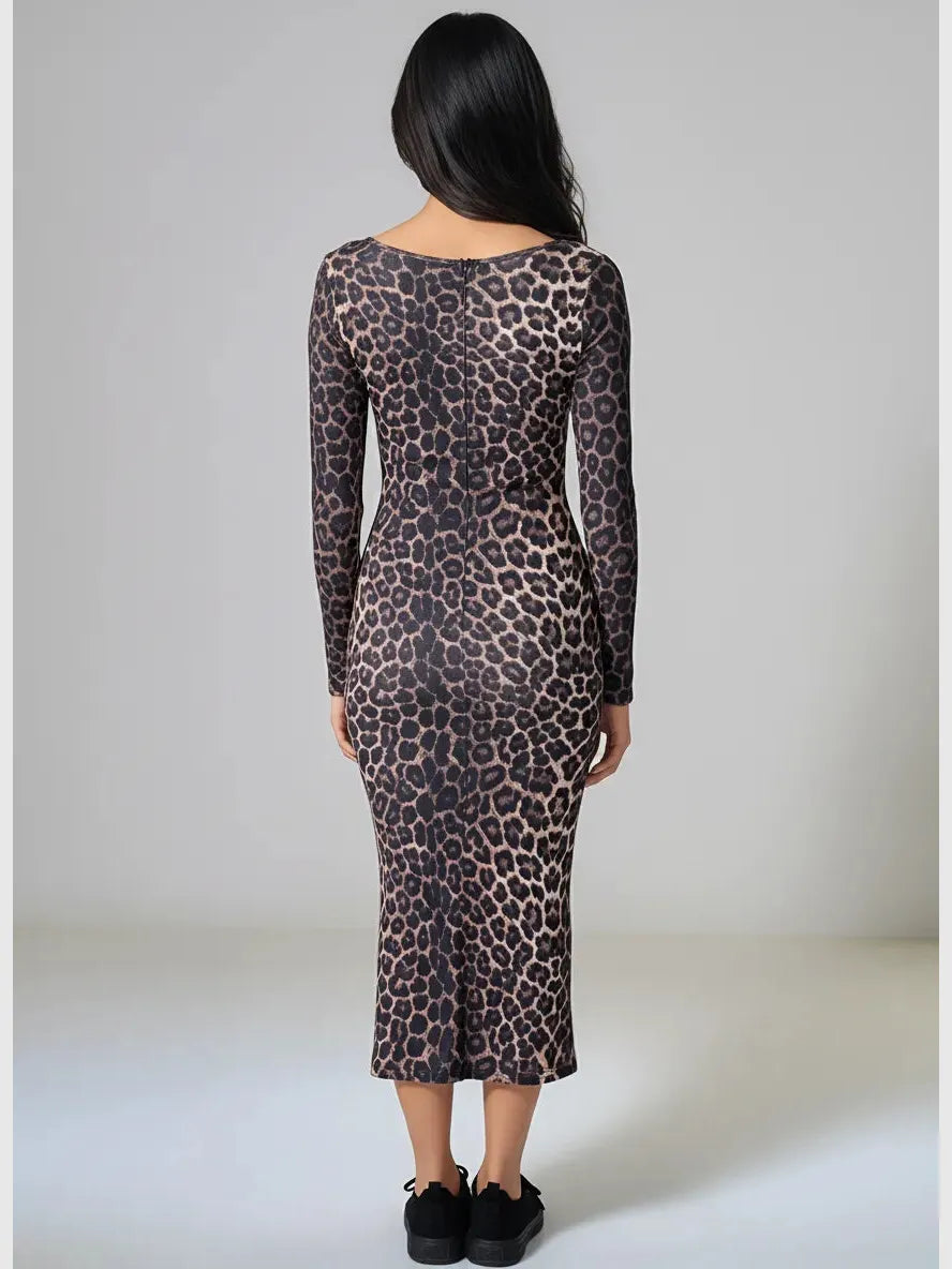 Q2 Q2 Leopard Print Fitted Dress in S - Dress | Queen Anna House of Fashion Women's Luxury Fashion