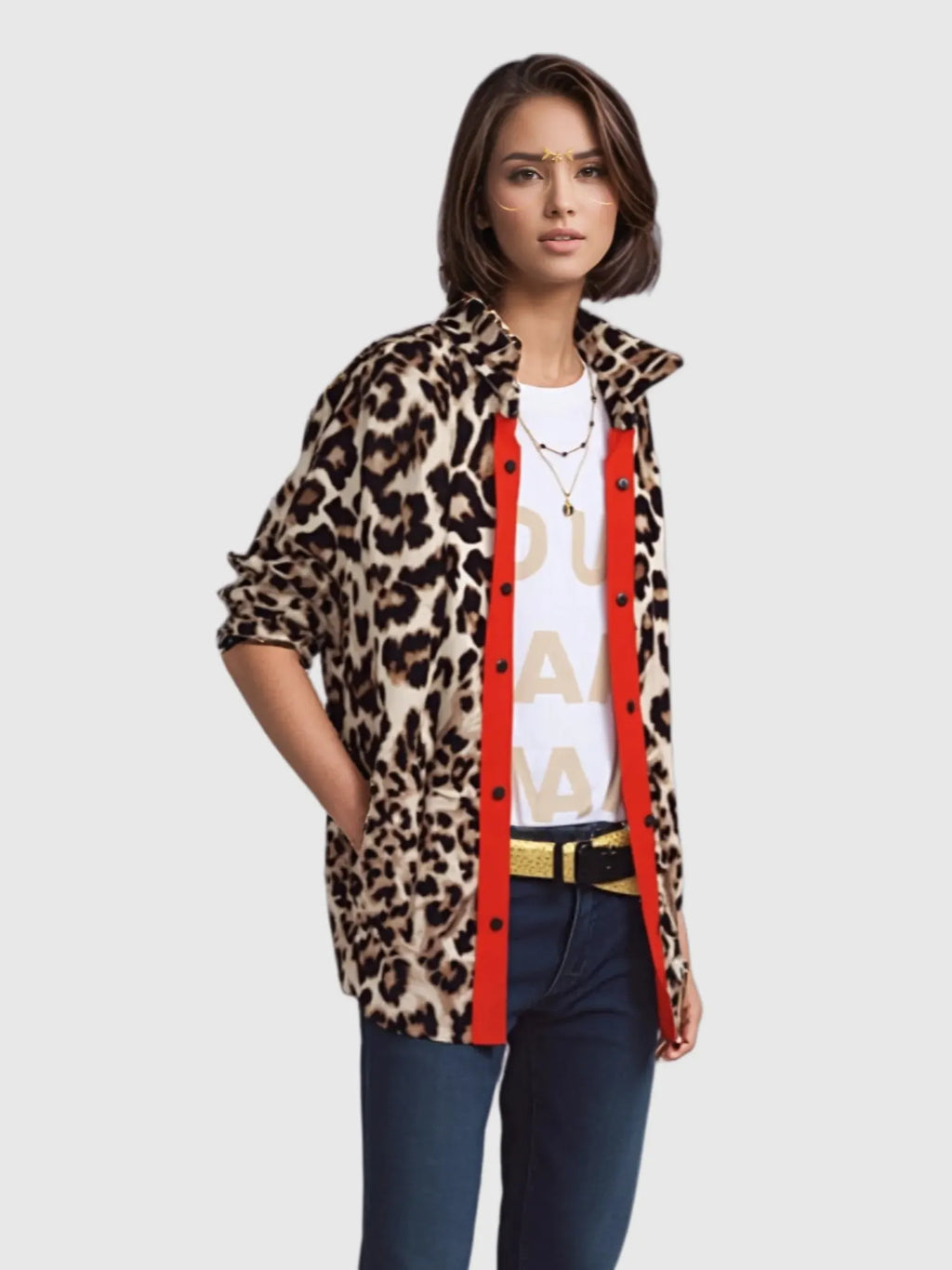 Q2 Q2 Leopard Print Shirt in S - Top | Queen Anna House of Fashion Women's Luxury Fashion