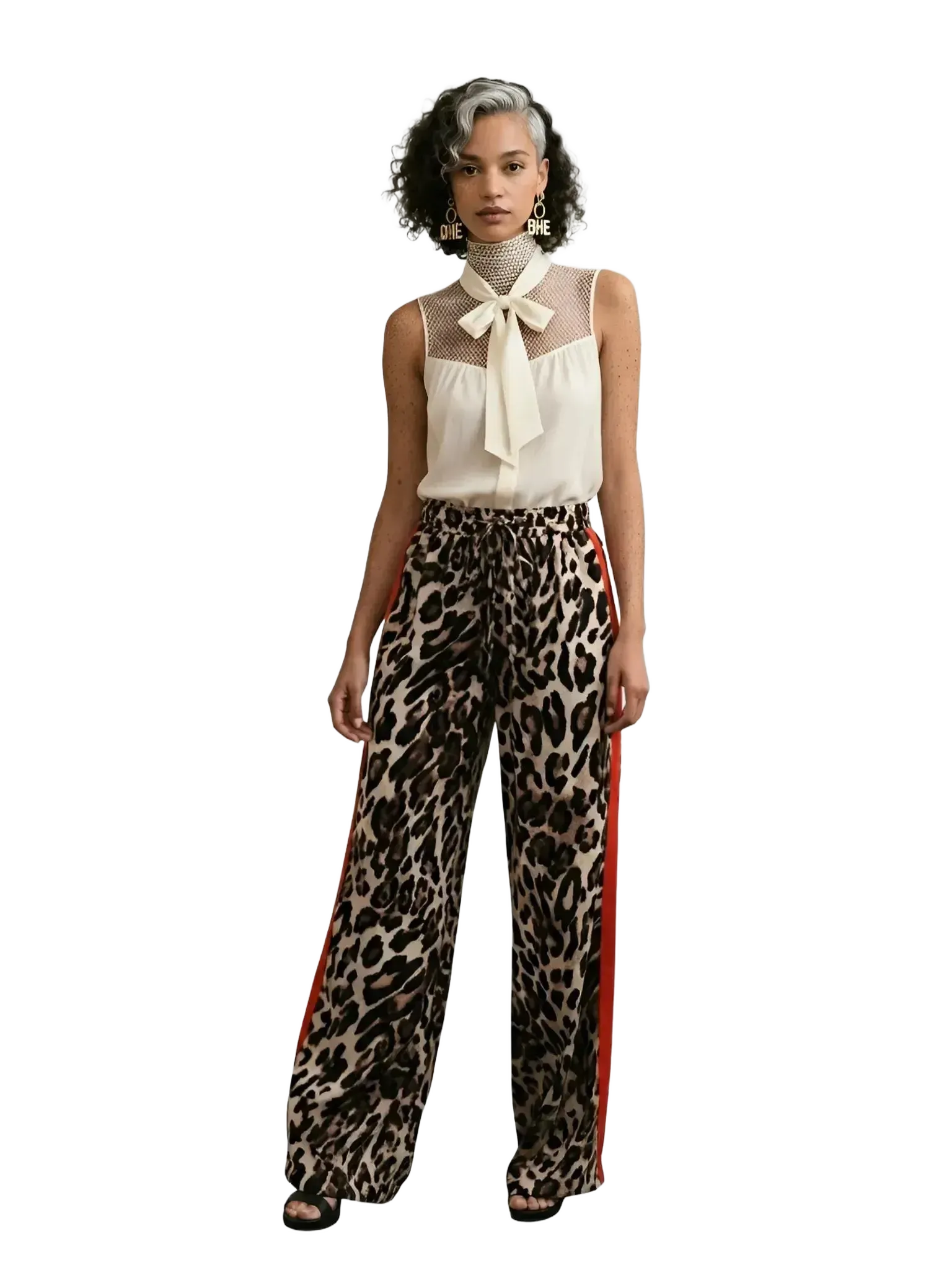 Q2 Q2 Leopard Straight Pants in S - Bottom | Queen Anna House of Fashion Women's Luxury Fashion