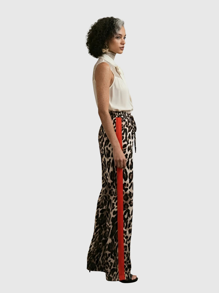 Q2 Q2 Leopard Straight Pants in S - Bottom | Queen Anna House of Fashion Women's Luxury Fashion