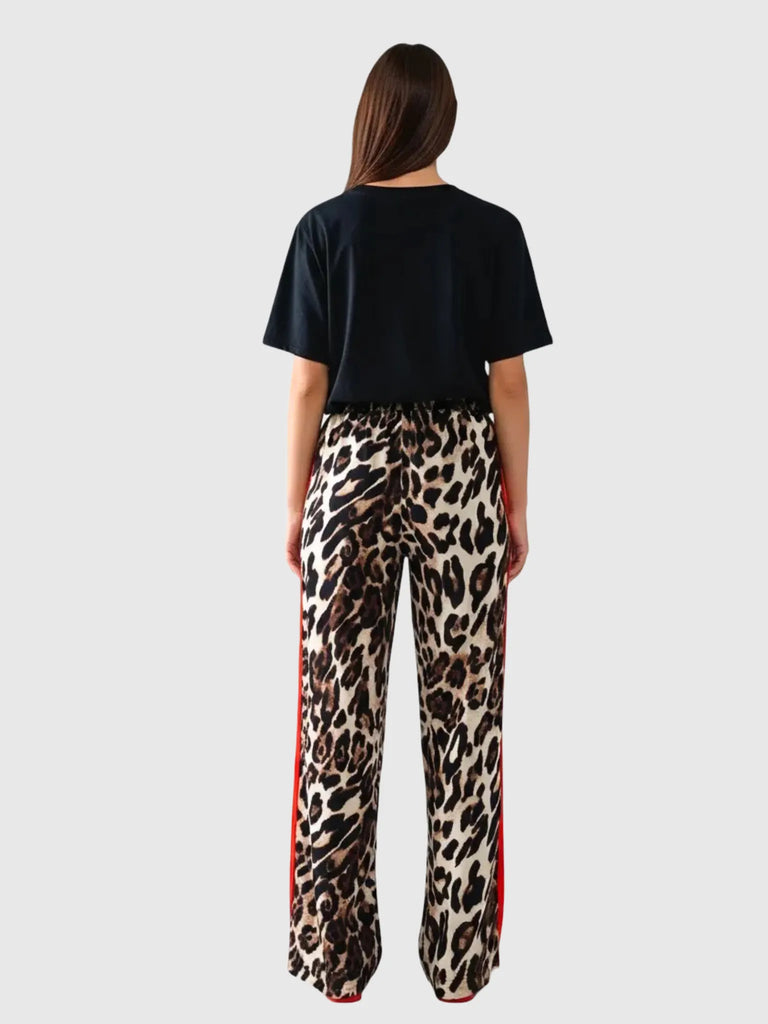 Q2 Q2 Leopard Straight Pants in S - Bottom | Queen Anna House of Fashion Women's Luxury Fashion