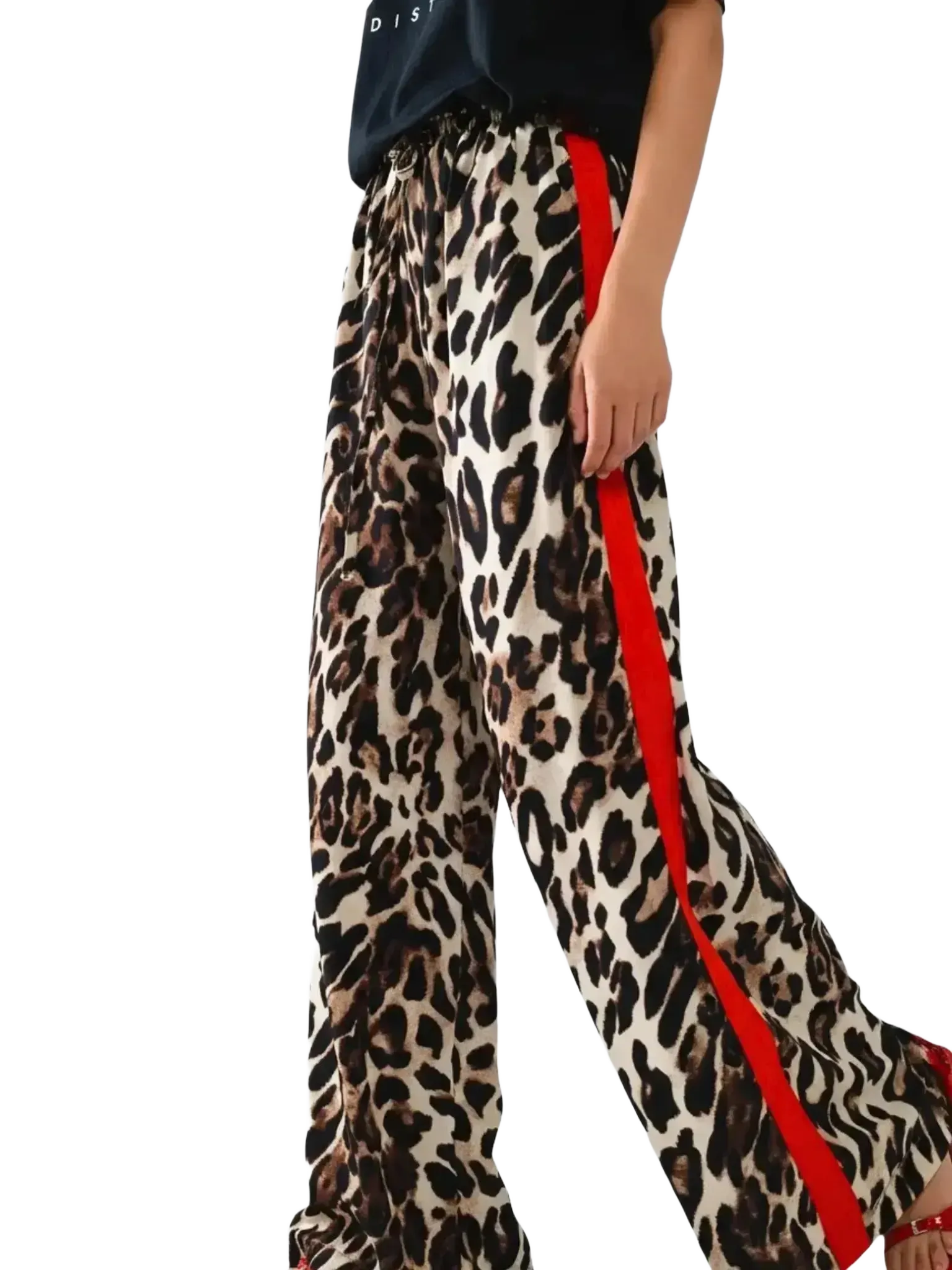Q2 Q2 Leopard Straight Pants in S - Bottom | Queen Anna House of Fashion Women's Luxury Fashion