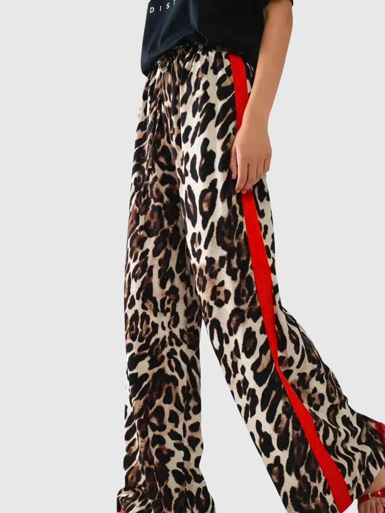 Q2 Q2 Leopard Straight Pants in S - Bottom | Queen Anna House of Fashion Women's Luxury Fashion