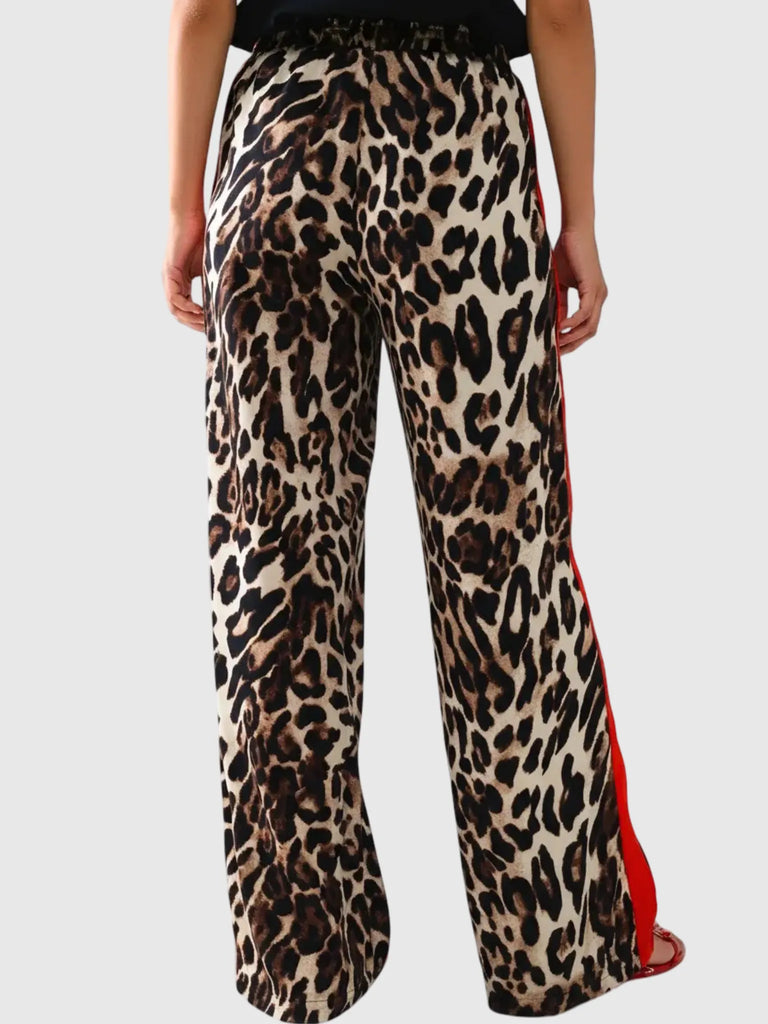 Q2 Q2 Leopard Straight Pants in S - Bottom | Queen Anna House of Fashion Women's Luxury Fashion