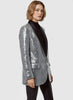 Q2 Q2 Silver Sequin Tuxedo Blazer in S - Outerwear | Queen Anna House of Fashion Women's Luxury Fashion
