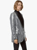Q2 Q2 Silver Sequin Tuxedo Blazer in S - Outerwear | Queen Anna House of Fashion Women's Luxury Fashion