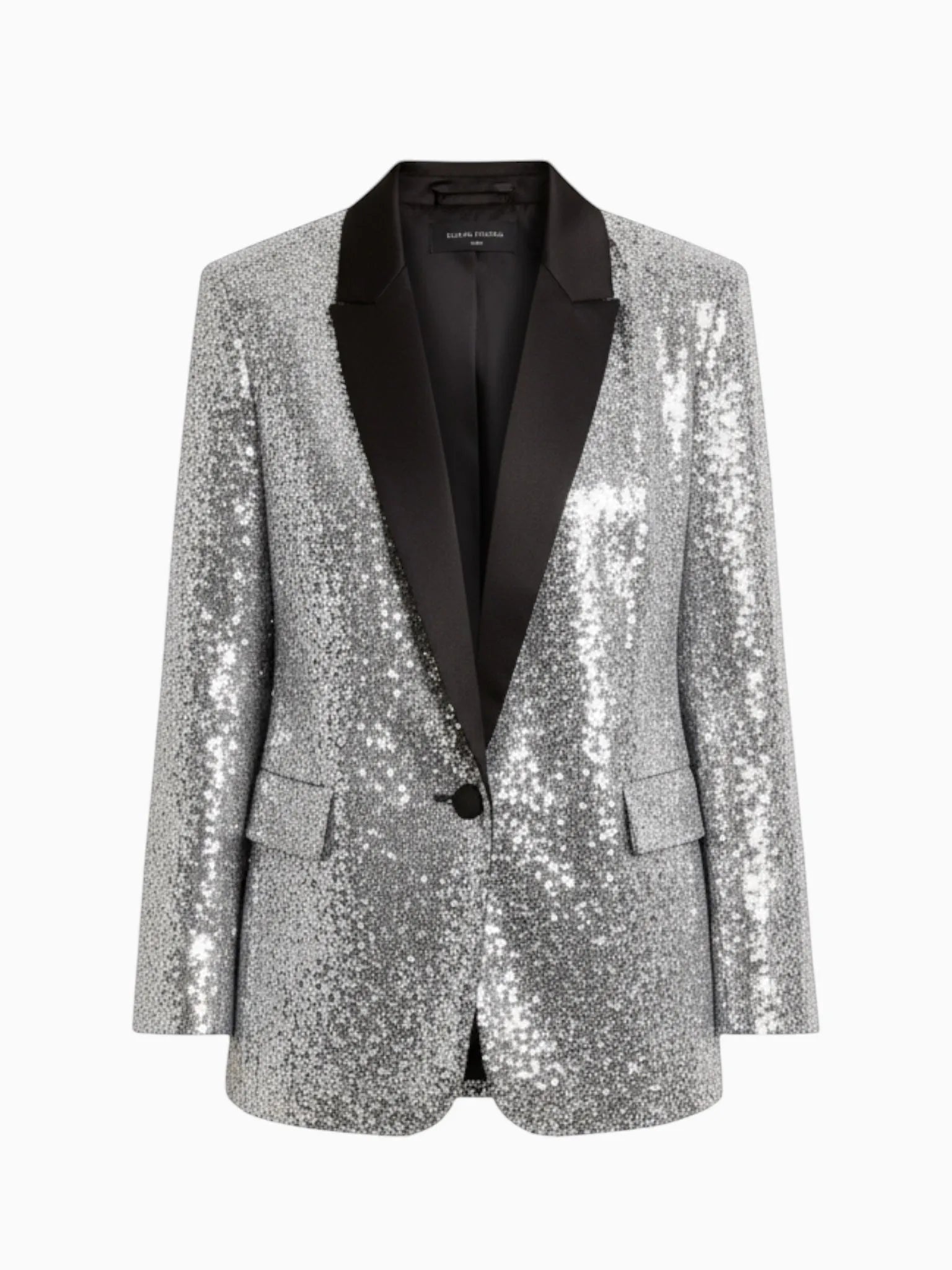 Q2 Q2 Silver Sequin Tuxedo Blazer in Silver - Outerwear | Queen Anna House of Fashion Women's Luxury Fashion