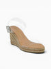 Queen Anna House of Fashion Allegra James Maeve clear strap espadrille wedge sandal with natural rope sole.