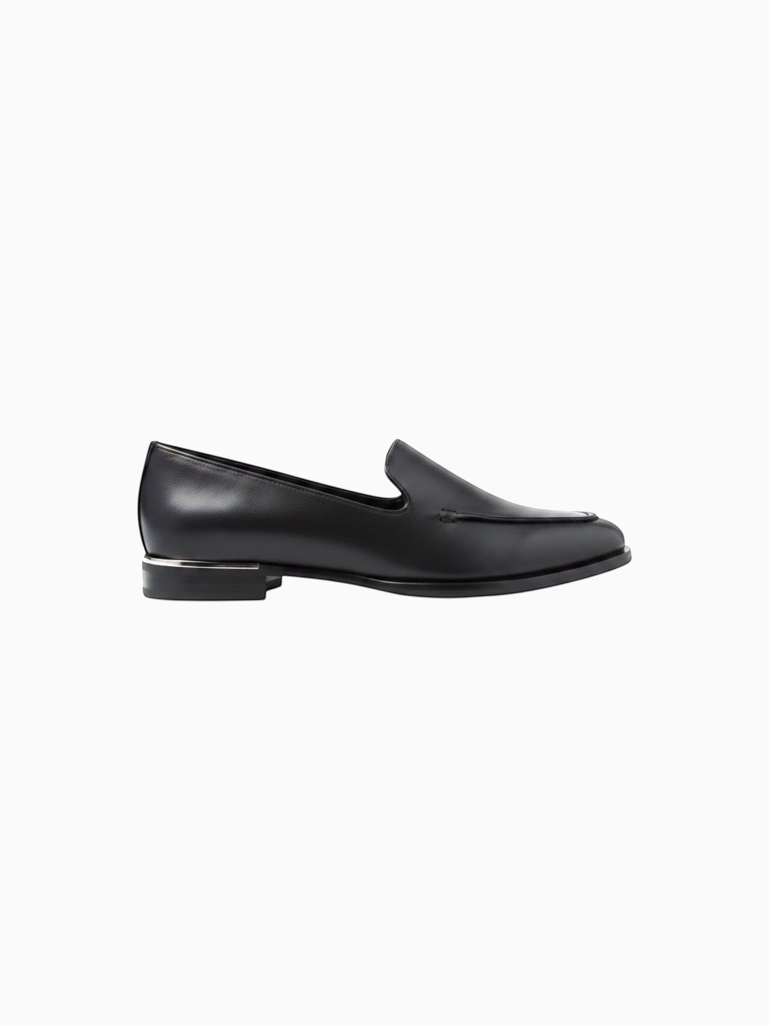 Queen Anna House of Fashion Anna black leather loafers with silver hardware accent and structured toe.
