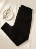 Queen Anna House of Fashion Yummie black high-rise denim shaping leggings with a wide waistband on a white surface.