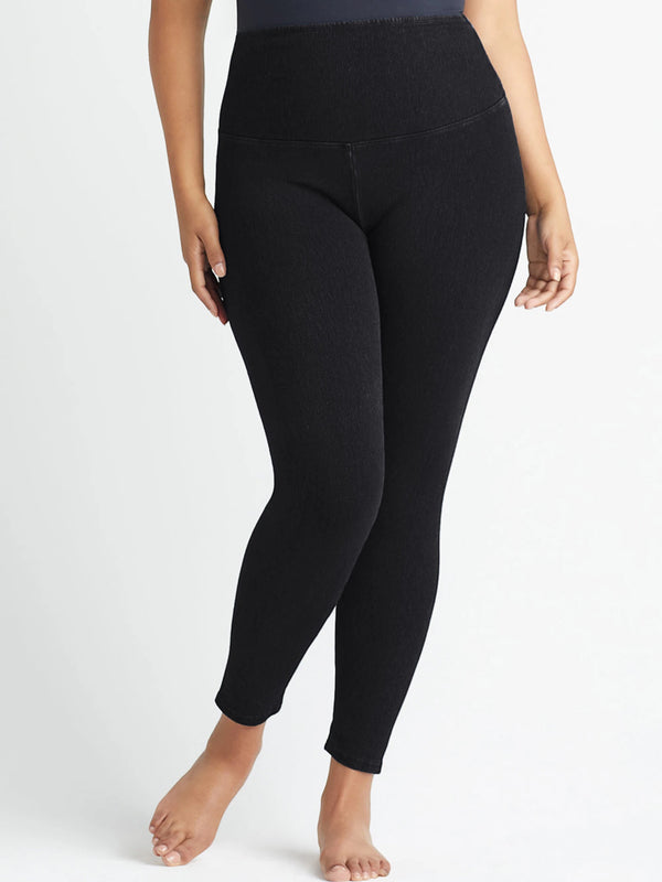 Queen Anna House of Fashion Yummie black denim shaping leggings with a high-rise waistband and slim fit.