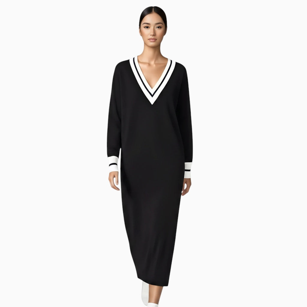 Lanhtropy Lanhtropy Preppy Knitted Dress in Deep Blue - Dress | Queen Anna House of Fashion Women's Luxury Fashion