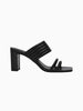 Queen Anna House of Fashion black leather quilted strap block heel sandals