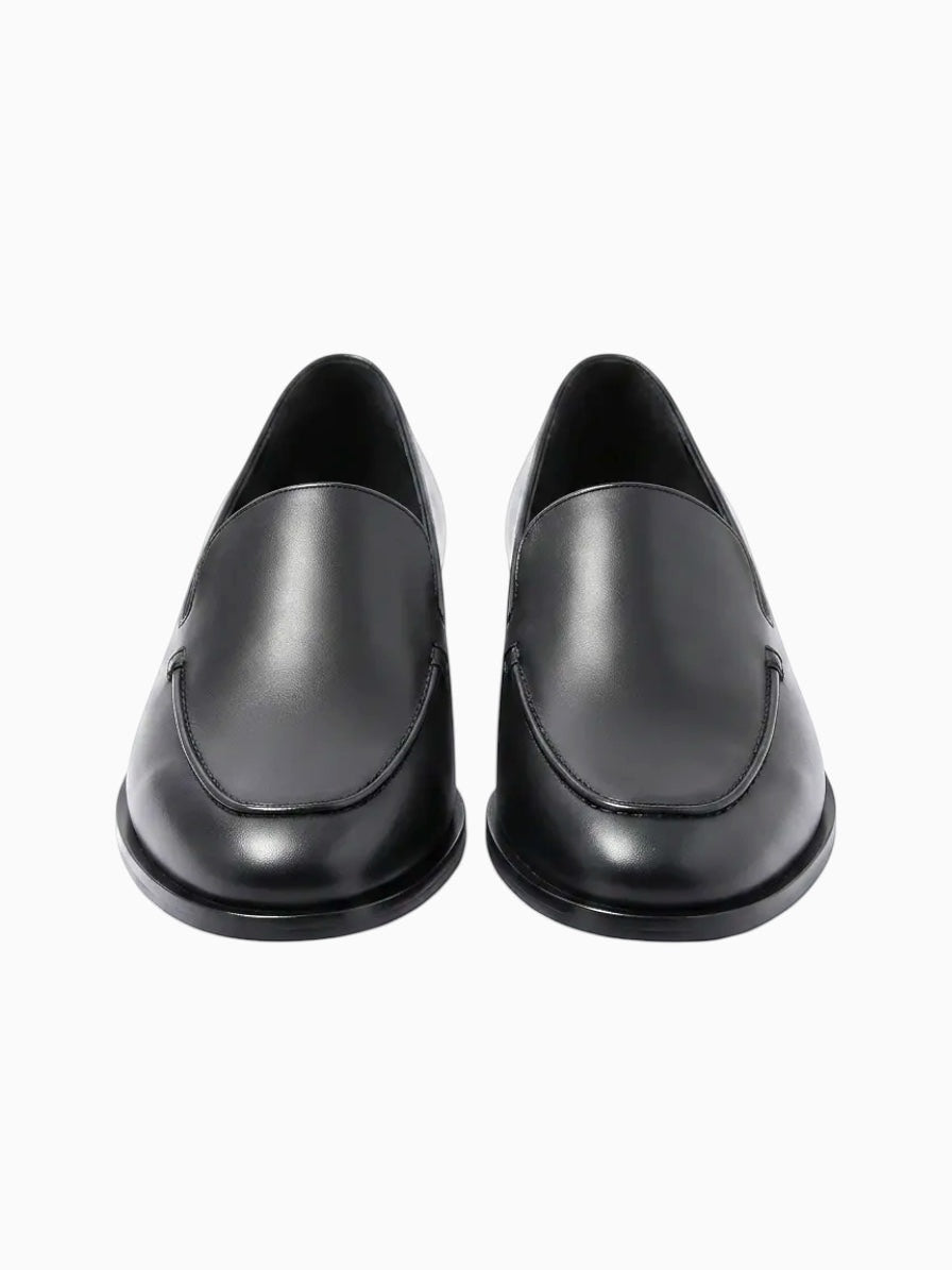 Queen Anna House of Fashion Anna Leather Loafers in black with a polished finish and clean hardware detailing.