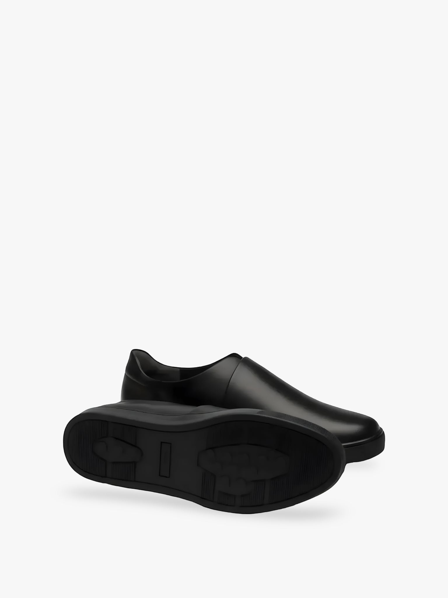 Queen Anna House of Fashion black leather utilitarian minimal sneakers with a sleek silhouette and durable sole.