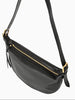 Queen Anna House of Fashion TAH Bags Nova black full-grain leather sling bag with gold-tone brass hardware.