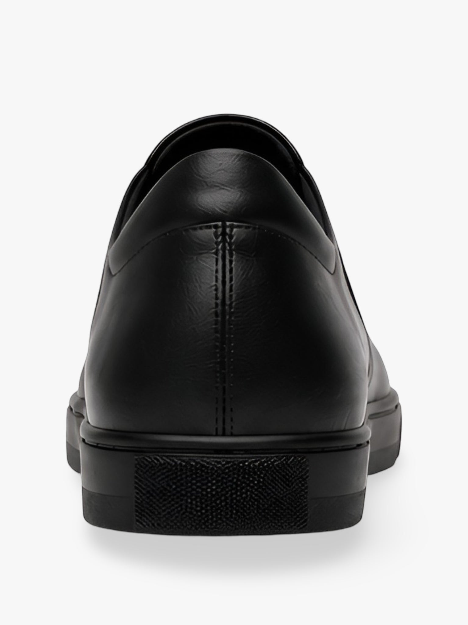 Queen Anna House of Fashion black leather utilitarian minimal sneaker with a sleek silhouette and durable sole.