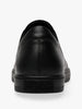 Queen Anna House of Fashion black leather utilitarian minimal sneaker with a sleek silhouette and durable sole.