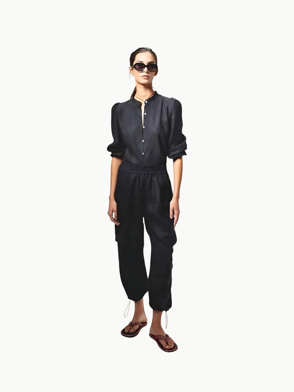 Lanhtropy Lanhtropy Cargo Linen Pants in Black - Bottom | Queen Anna House of Fashion Women's Luxury Fashion