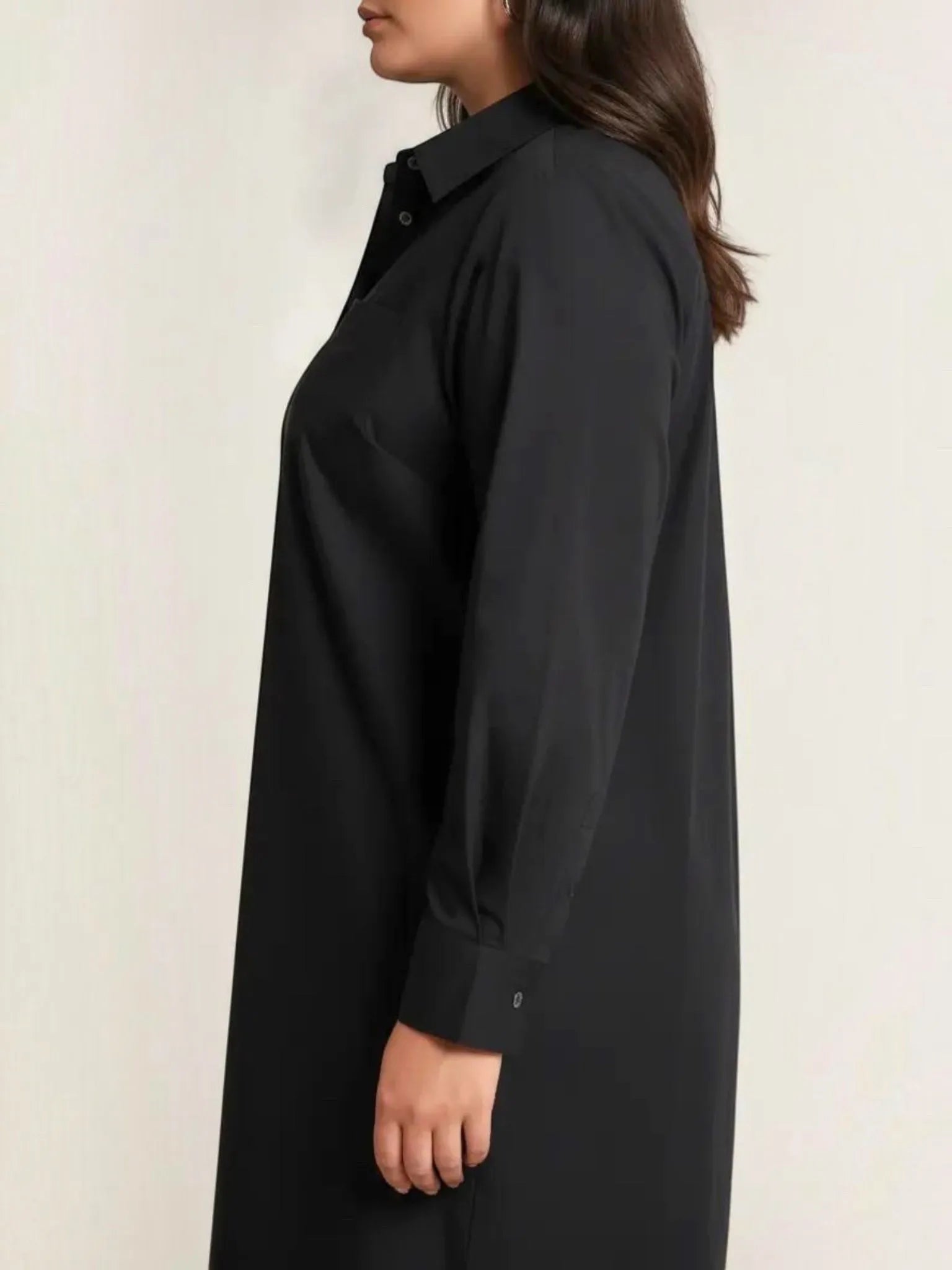 Universal Standard Universal Standard Odeon Stretch Poplin Shirtdress in Black - Dress | Queen Anna House of Fashion Women's Luxury Fashion
