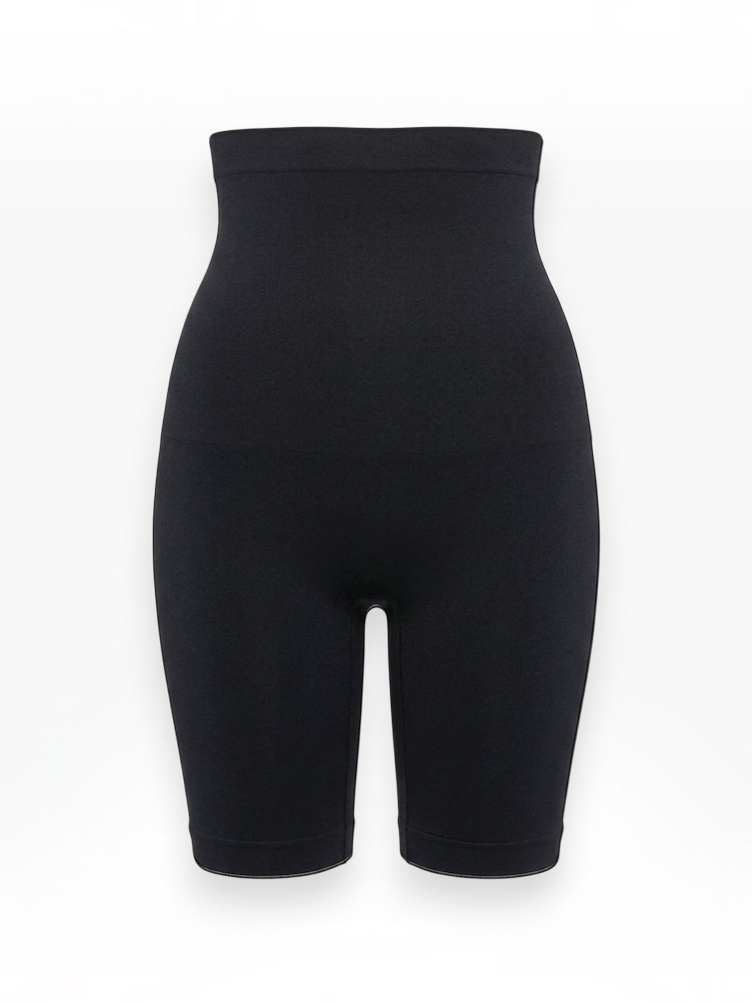 Queen Anna House of Fashion Yummie seamless black high-waist thigh shaper with targeted compression and smooth finish.