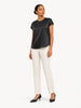 Queen Anna House of Fashion black M.M.LaFleur washable silk charmeuse blouse with a relaxed fit and cap sleeves.