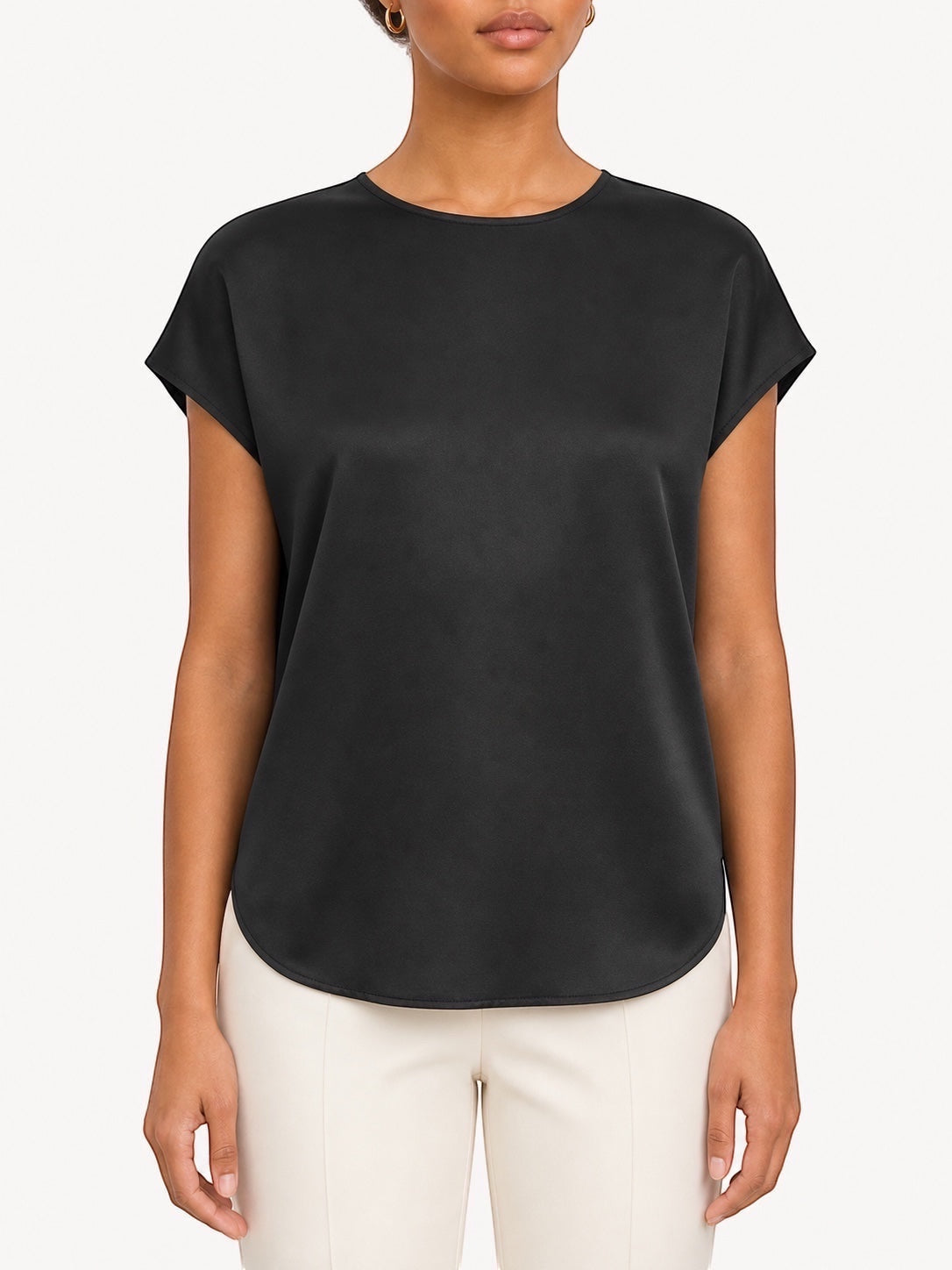 M.M.LaFleur M.M.LaFleur Didion Drape Top in Washable Silk Charmeuse in Black - Top | Queen Anna House of Fashion Women's Luxury Fashion