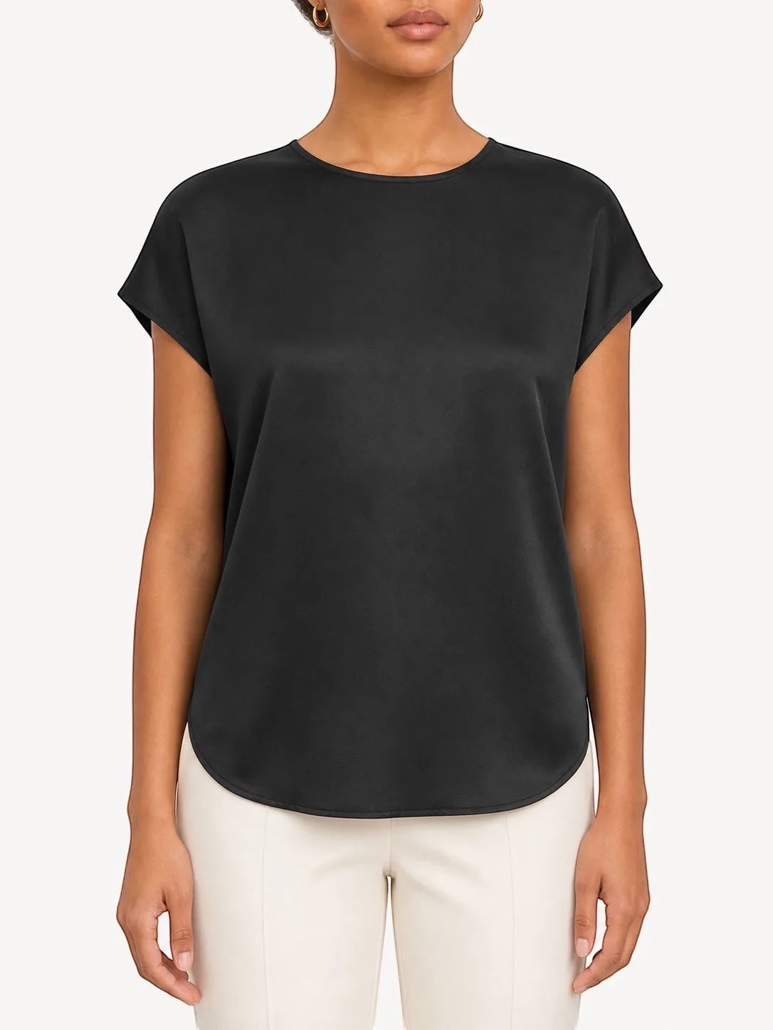 M.M.LaFleur M.M.LaFleur Didion Drape Top in Washable Silk Charmeuse in Black - Top | Queen Anna House of Fashion Women's Luxury Fashion